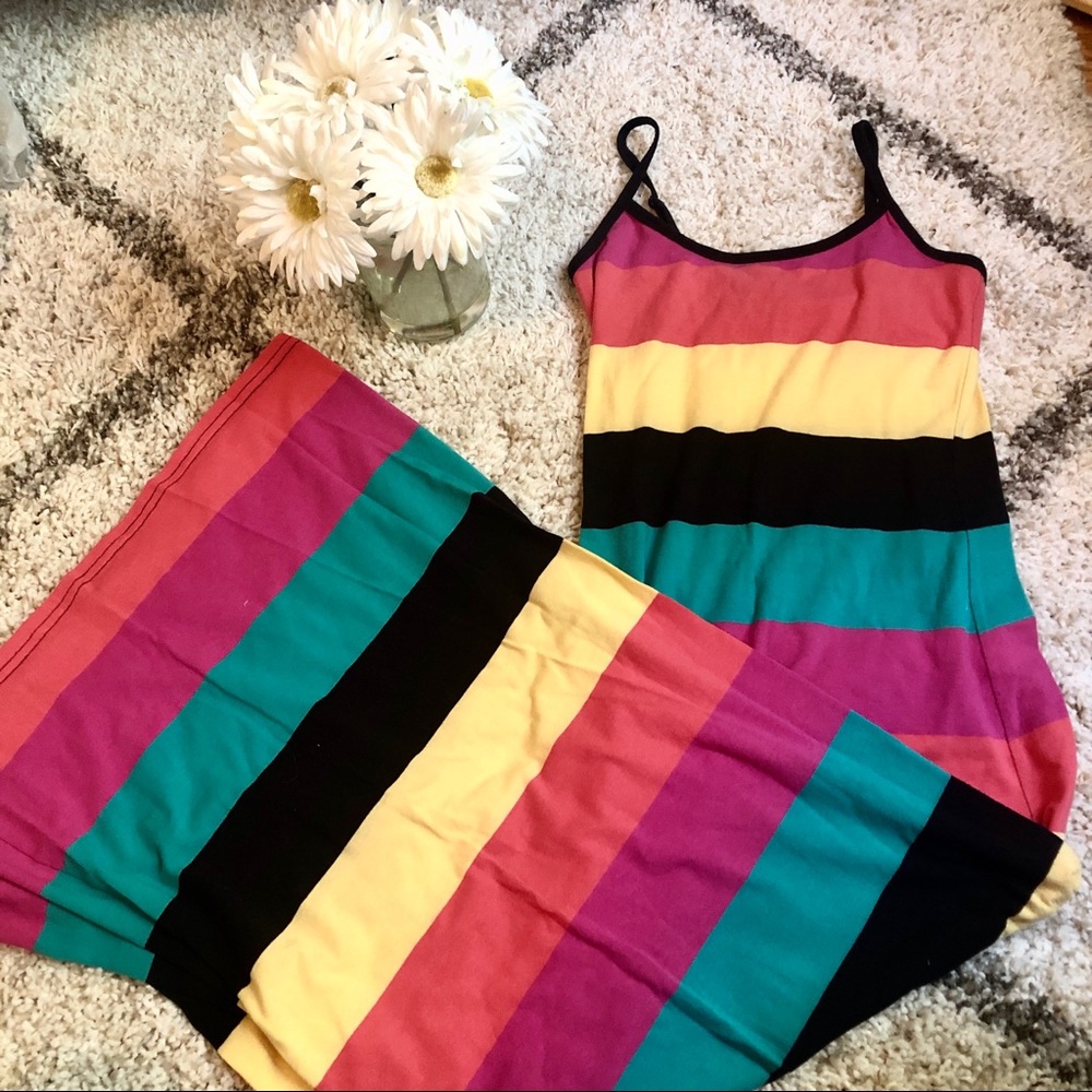 🌈 Derek Heart Striped Maxi Dress